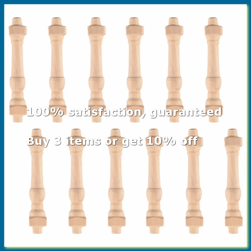 9Pack X(12Pcs DIY Spindles Balusters Wooden Miniature 1/12 Scale Stair Railing Decoration Toys)