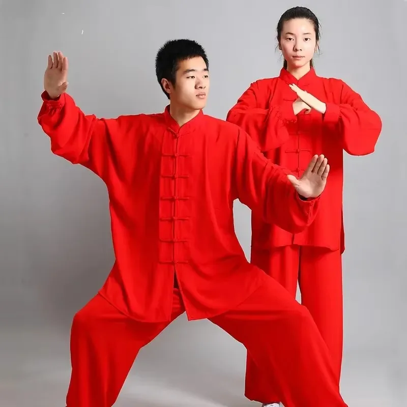 New Men Traditional Chinese Kung Fu Uniform Long Sleeve Wushu Tai Chi Suit Soft Breathable Martial Arts Exercise Clothing