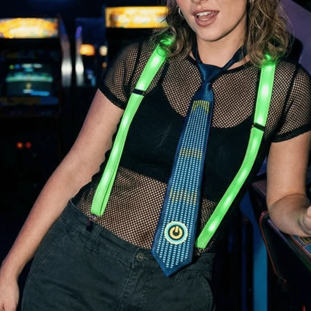 yバックライトアップサスペンダー明るい暗闇で光るled女性用サスペンダーハンガーアクセサリーネオン衣装男性用グローパンツベルトバー