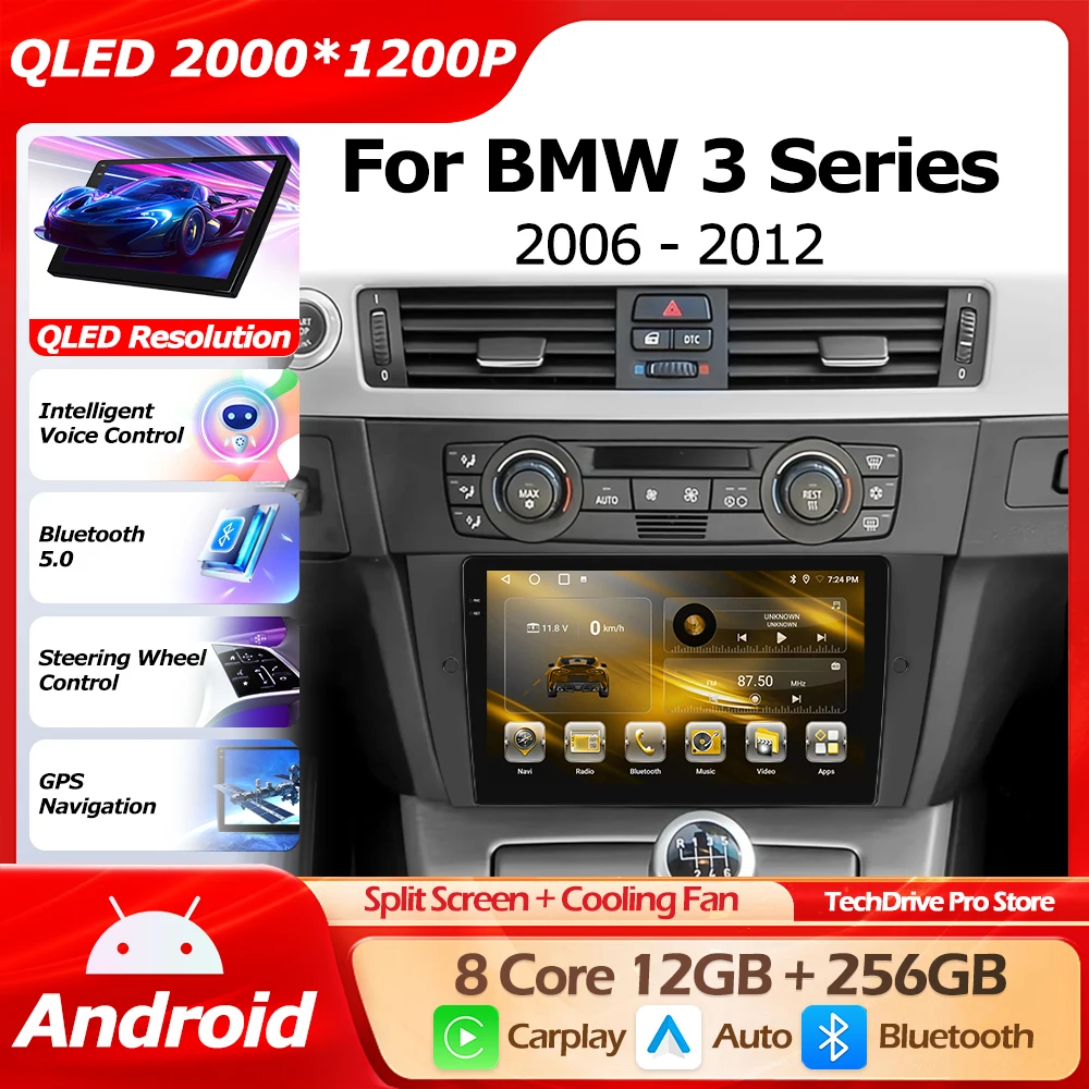 

Android 16 WIFI For BMW 3 Series E90 E91 E92 E93 2006-2012 GPS Navigation Wireless Carplay Auto Multimedia Player Bluetooth 4G