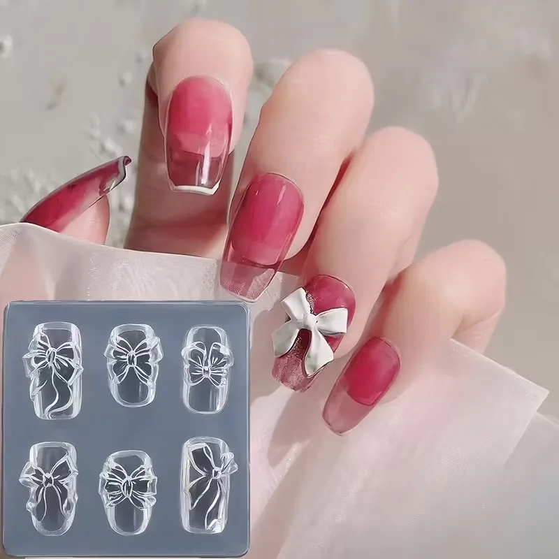

3D Bow Nail Mold For DIY Nail Art Bowknot Drip Glue Decorative Mold Nail Printing Template