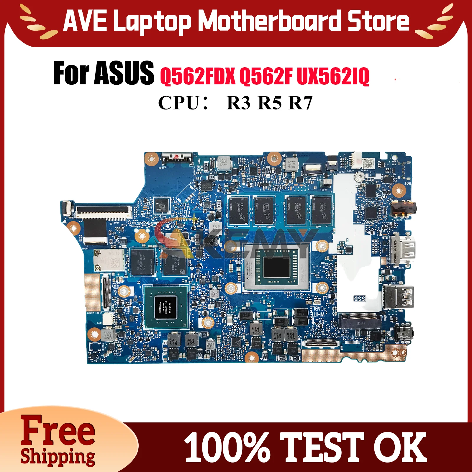 

UX562IQ Laptop Motherboard For ASUS ZenBook Q562F UX562 Q562FDX UX56IQ Notebook Mainboard With R3 R5 R7 CPU 100% tests OK stk