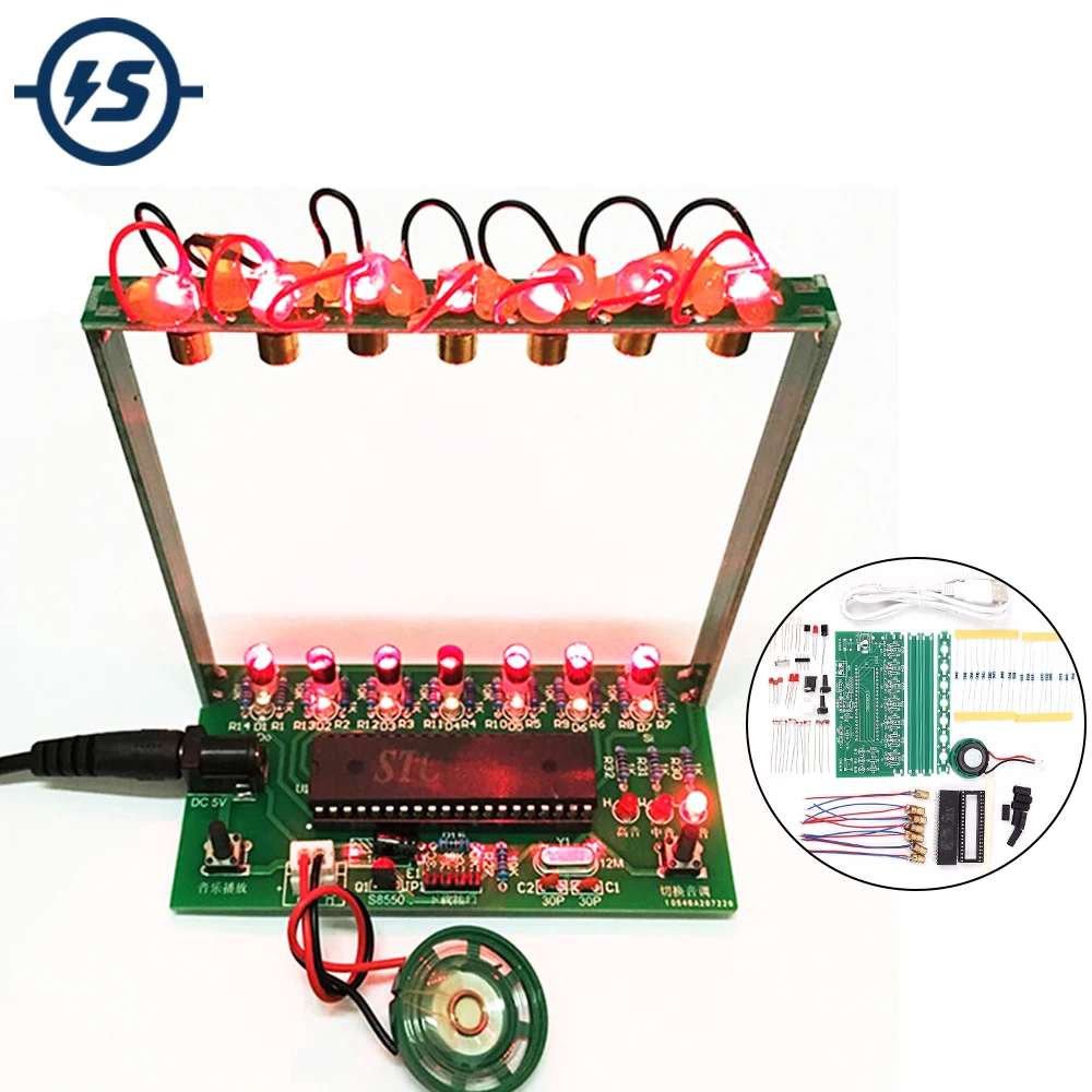 DIY Electronic Kit C51 MCU Laser Harp Kit Soldering Project Practice String Keyboard Suite 7 Strings Technology Piano Music Box