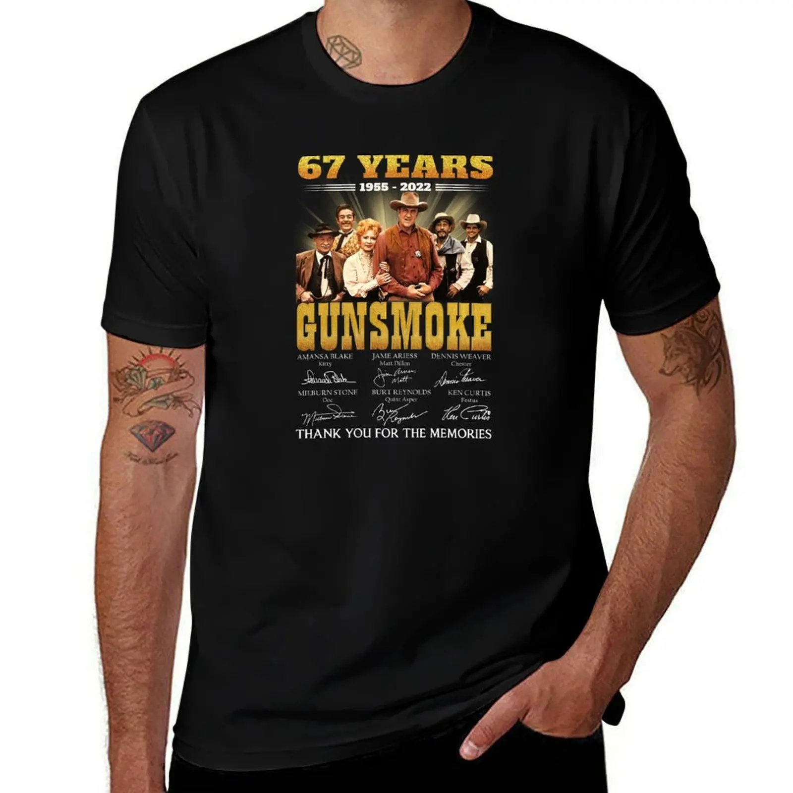 67 Years Gunsmoke Cast Signatures Thank You For Memories T-Shirt Quick Dry Light Sports T-Shirt