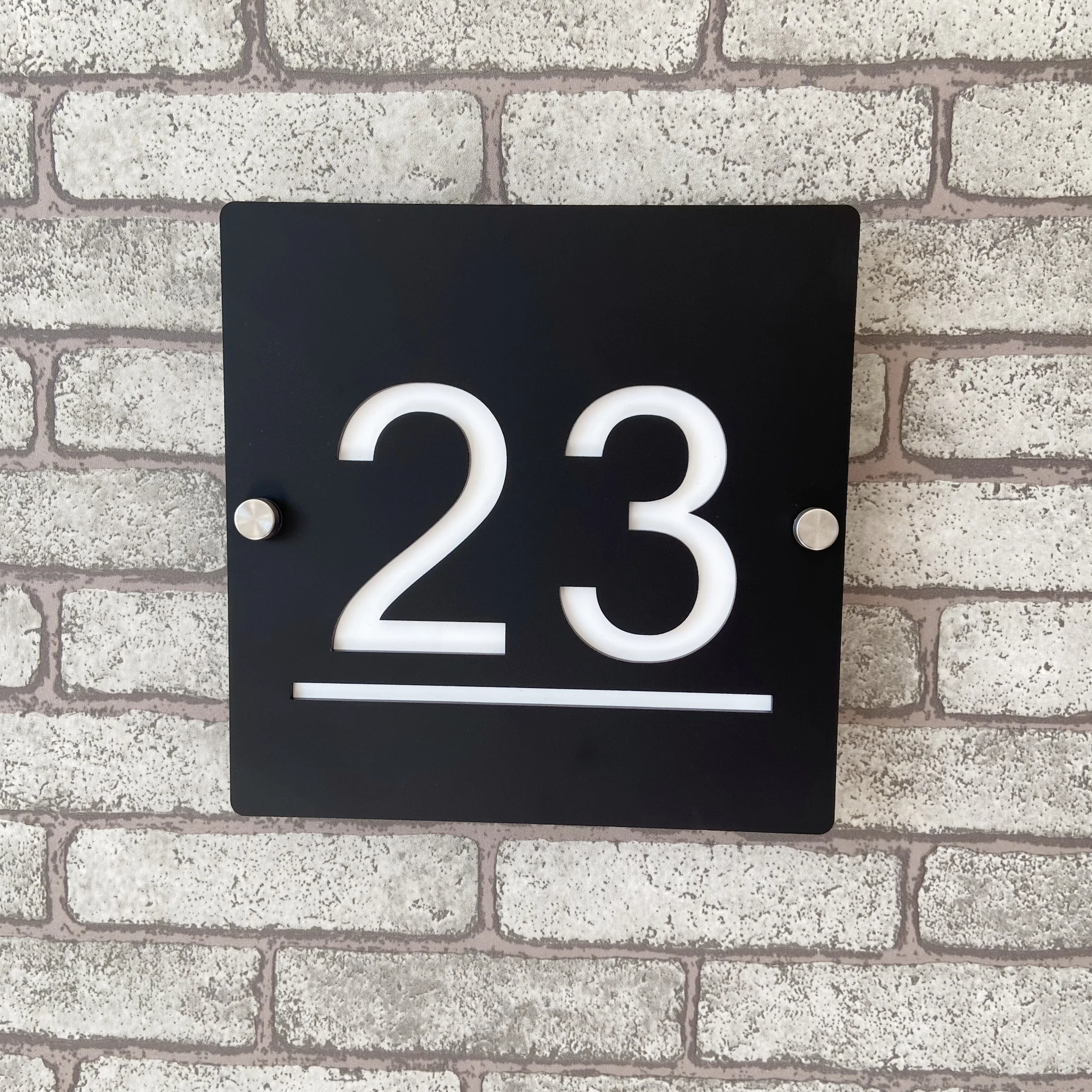 3D Digital Black and White Mirror Custom Modern Acrylic House Numbers Sign Plate Outside Address Name Door Room Floating Plaque