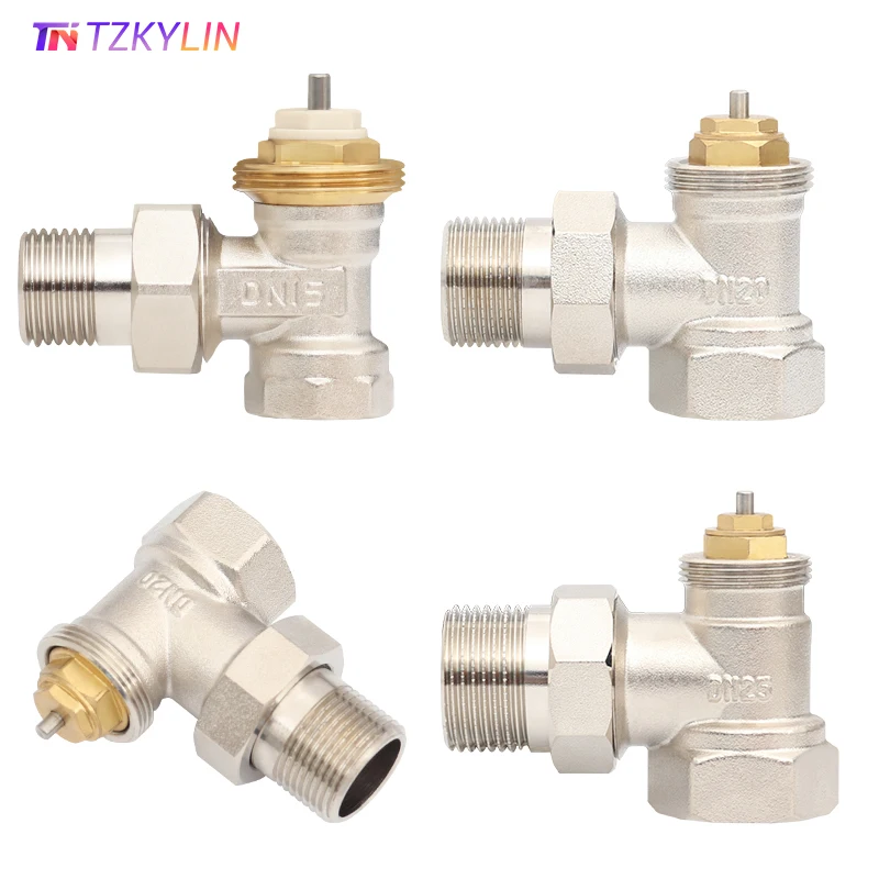 DN15/DN20/DN25 (1/2" 3/4" 1") Angle Type Brass Radiator Valve for HVAC Systems Temperature Control Valv