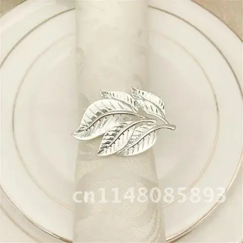 6pcs Hotel Napkin Holder Metal Tree Leaf Napkin Ring Western Restaurant Napkin Button Towel Buckle For Wedding Party Decor