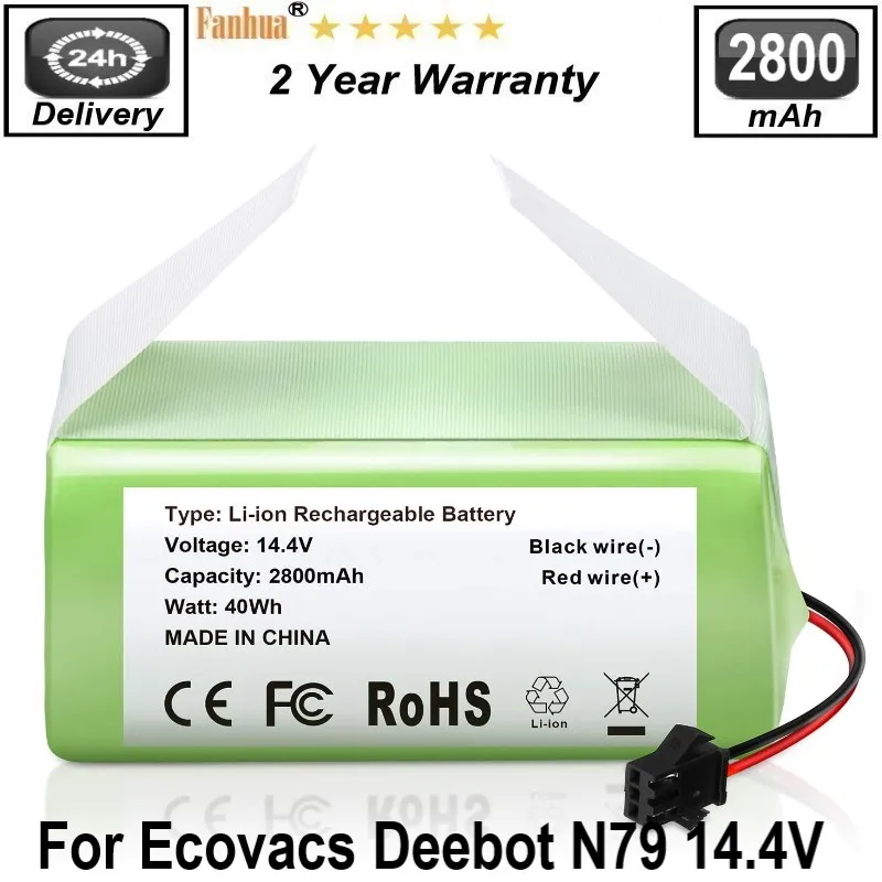 

14.4v 2800mAh Replacement Battery for Ecovacs Deebot N79 N79S & Eufy RoboVac 11 11S 11S MAX 12 15C 15C MAX 15T 30 30C 30 35C