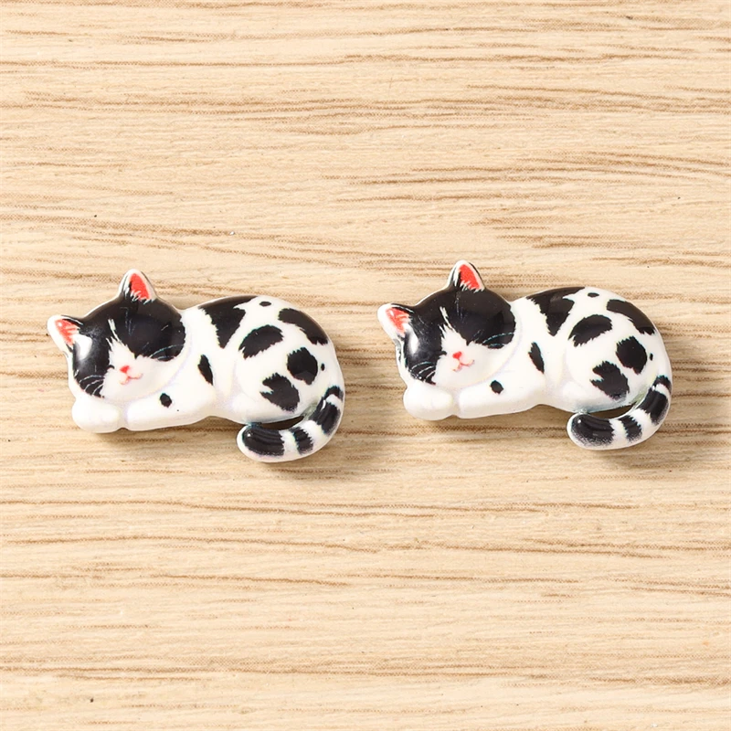 5 Stück 18x11mm Cartoon-Tier-Katzen-Abstandshalter, lose Anhängerperlen für die Schmuckherstellung, DIY handgemachte Armbänder, Halsketten, Bastelzubehör – Detail 10