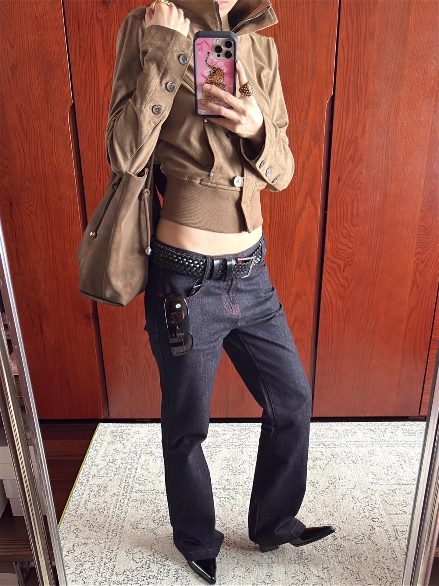 

Extended American Retro Straight Leg Jeans Women's Loose Slimming Design Low Waist Wide Leg Pants Casual Cotton Denim