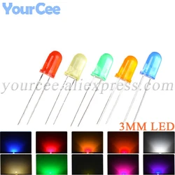 50pcs LED 3MM F3 Green Blue Orange Red Yellow Light Emitting Diode DIY Eelectronic Components Purple Pink