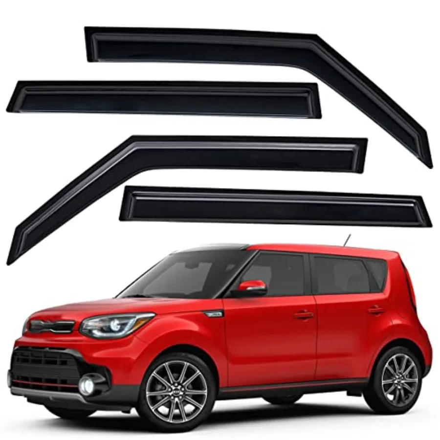 

Extra Durable Outside-Mount Auto Vent Window Visor Fits 2014-2019 Kia Soul UV Protection Rain Guard Original Wind Deflector No-