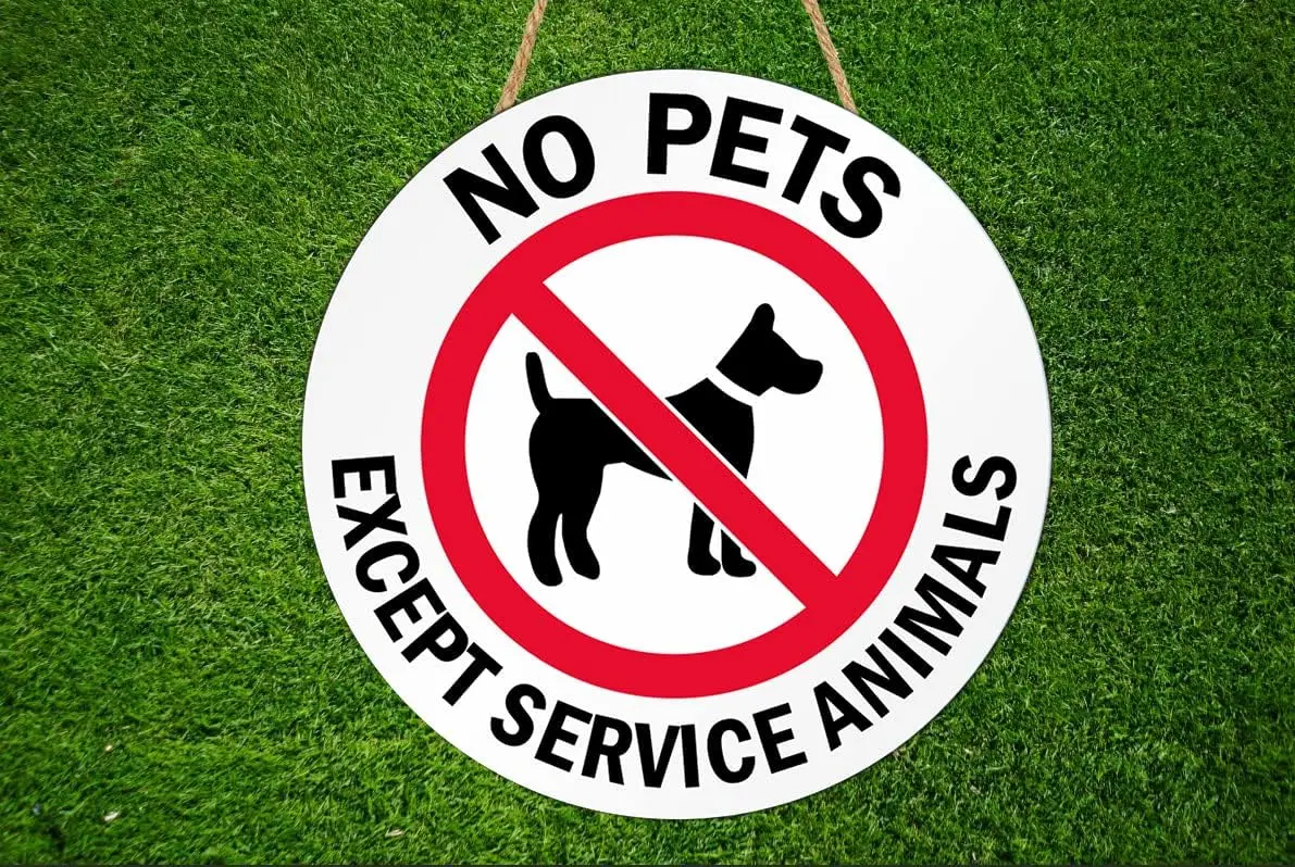 No Pets Except Service Animal Wall Decor Hanging Door Signs Round Wooden Door Sign For Business Store Front Restaurant Shop