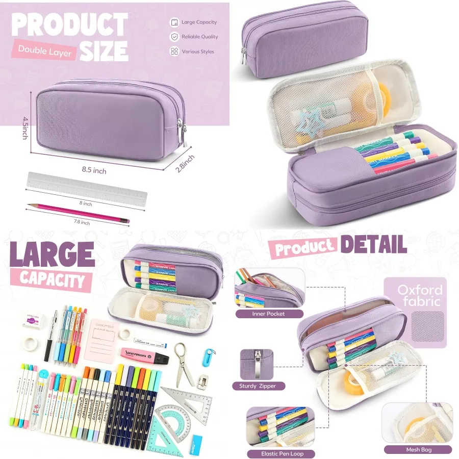 مقلمة ذات سعة كبيرة مع مقصورات متعددة للاستخدام المدرسي والمكتبي: منظم قرطاسية مثالي لمكتب السفر و #1