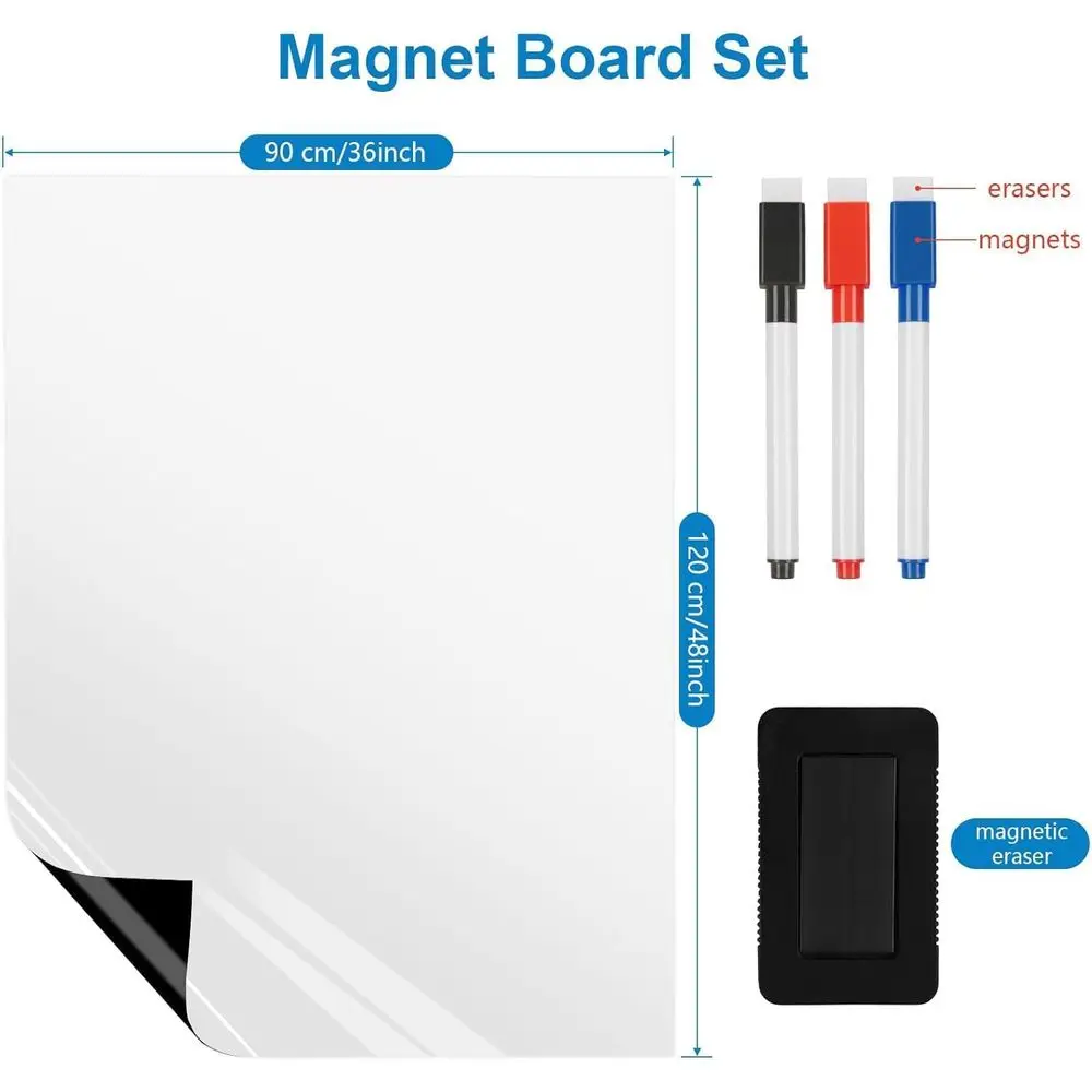 لوح مسح جاف مغناطيسي كبير مقاس 36 × 48 للمطبخ، ومخطط عائلي وقائمة المهام مع علامات وممحاة #5