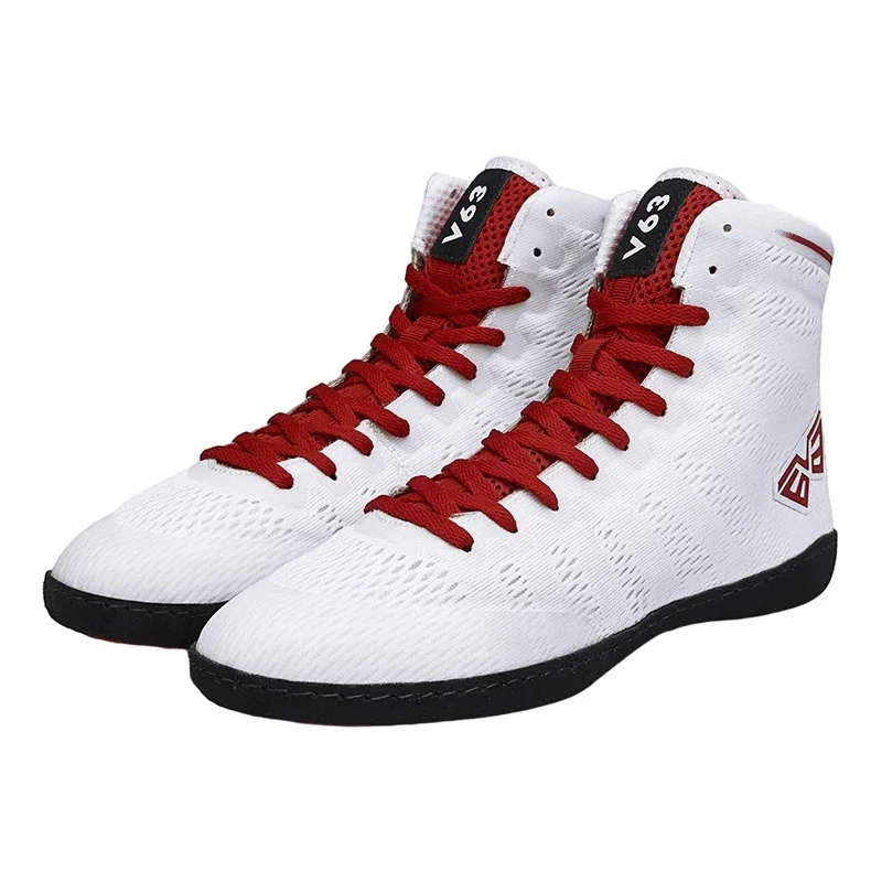 

Men Boxing Shoes Rubber Outsole Breathable Wrestling Shoes Male Wrestling Costume Black White Shoes for Wrestling