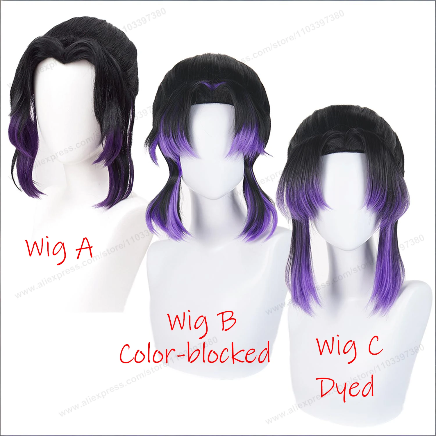 Kochou Shinobu Cosplay Wig 35cm Short Man Hair Anime Cosplay Wig Halloween Heat Resistant Synthetic Wigs