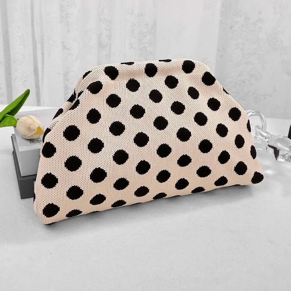 

Fashion Polka Dot Clutch Bag Portable Colorblock Dumpling Clutch Large Capacity Cosmetic Bag Women