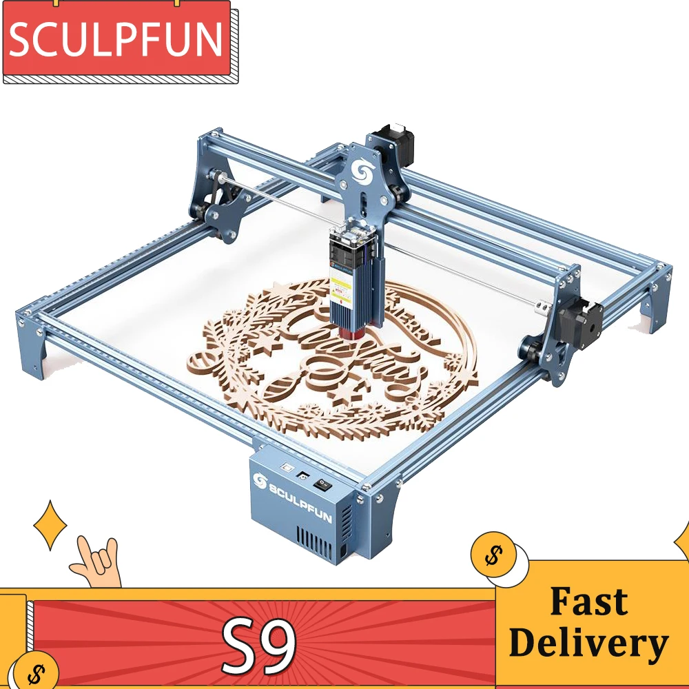 SCULPFUN S9 Laser Engraver 90W Full-Metal CNC Laser Engraving Machine 5.5W High Precision Engraving Area 410x420mm