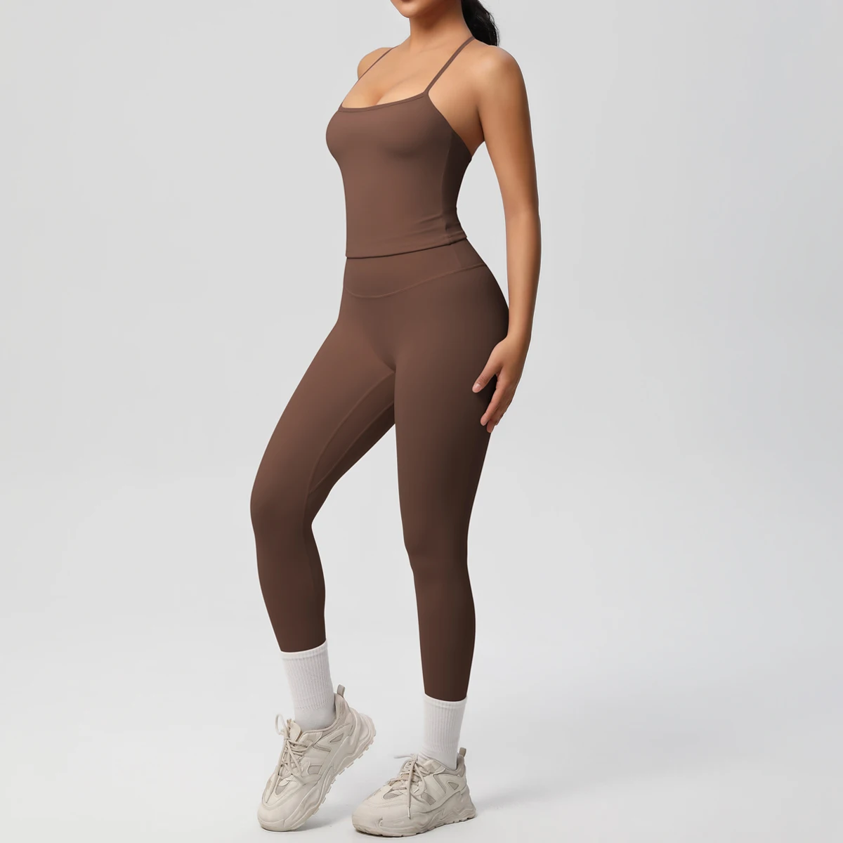 Halter Yoga Top Set Fitness Gym Anzug Training Ärmellose Sport Gym Tops Crossover Zurück Sport Unterwäsche Bauch-steuer Abnehmen – Detail 6