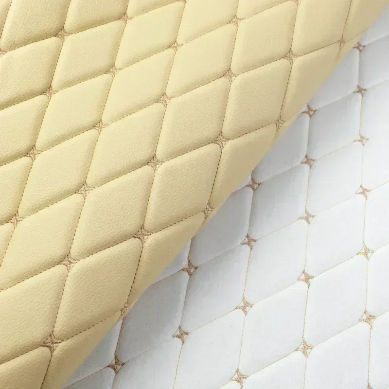 45*160cm Embroidery Quilted PVC Leather Fabric for Car Floor Mat Seat Decoration Faux Leathers Upholstery Wall Craft Material