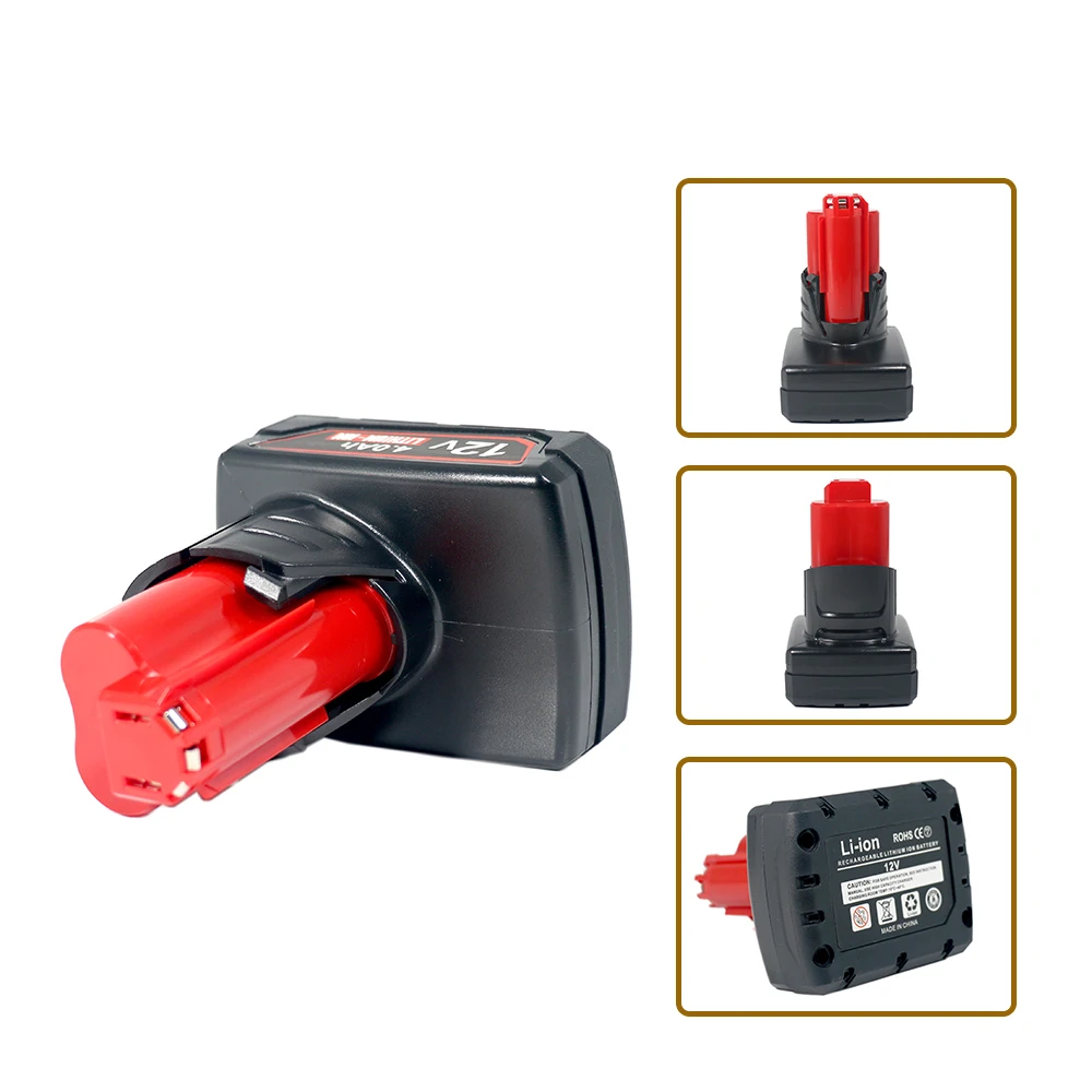 

For Milwaukee M12 Li-ion Battery 12V 4.0Ah 4000mAh，For Milwaukee M12 XC 48-11-2410 48-11-2420 48-11-2411 Tools Battery