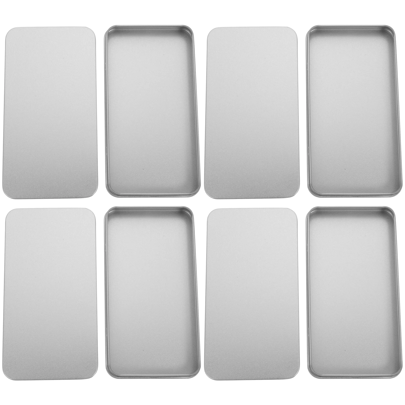 

4pcs Tempered Film Storage Box Durable Metal Tinplate Containers Lids Phone Glass Silver Small Portable Organizer Packaging