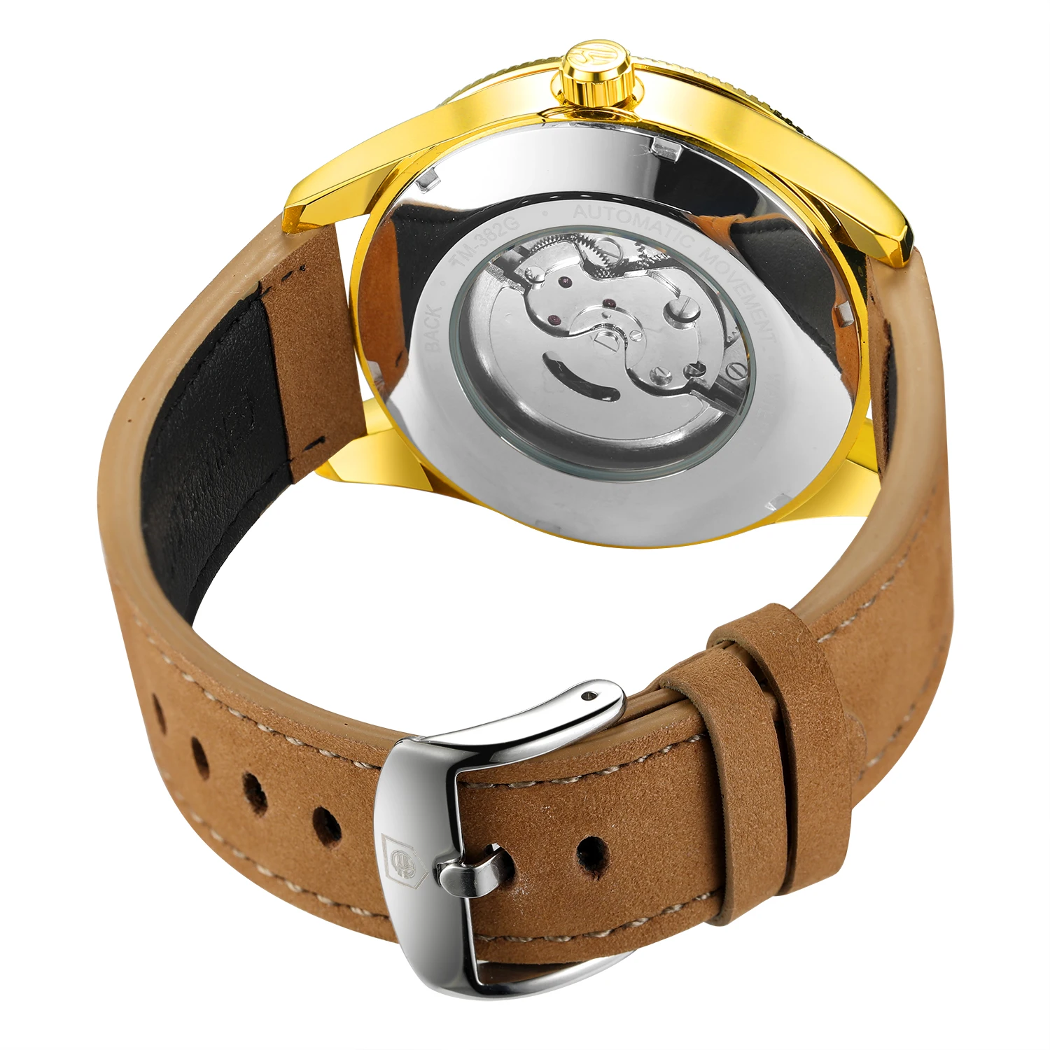 FORSINING moda uomo orologio meccanico vera pelle quadrante nero orologio da polso analogico orologio da uomo di lusso di marca superiore Relogio