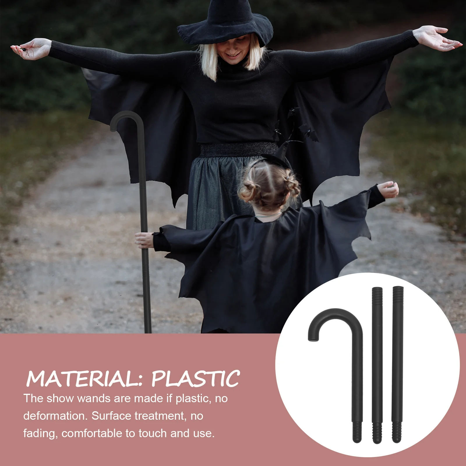 Halloween Crutch Prop Simple Style Plastic Lightweight Wear-Resistant Staff for Party Cosplay Halloween Cane Decorative Prop