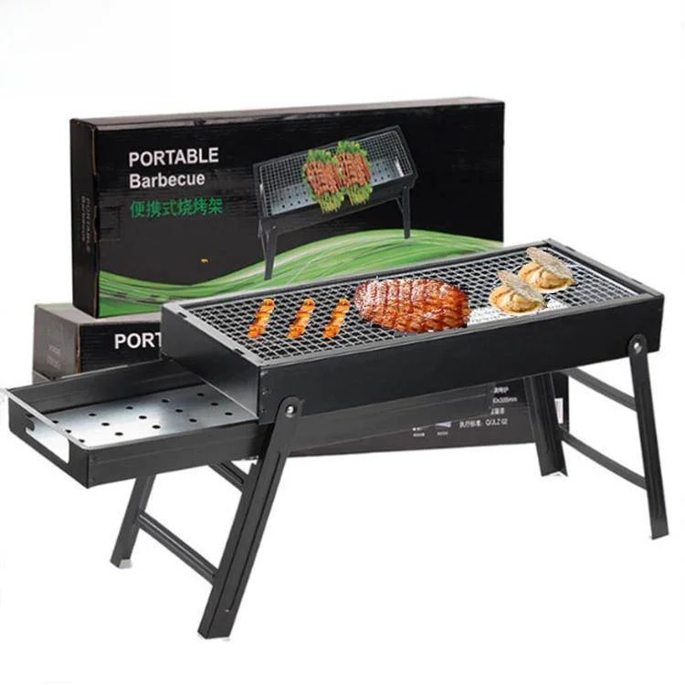 

Thickened Large Portable Charcoal BBQ Grill Outdoor Cooking Steak Rack Foldable Barbecue Oven American Style Kitchen Tool