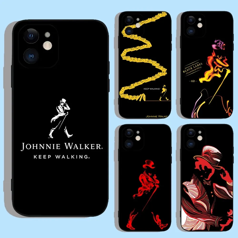 J-Johnnie Walker Logo Phone Case For Apple iPhone 15,14,13,12,11,XS,XR,X,8,7,Pro,Max,Plus,mini Silicone Black Cover