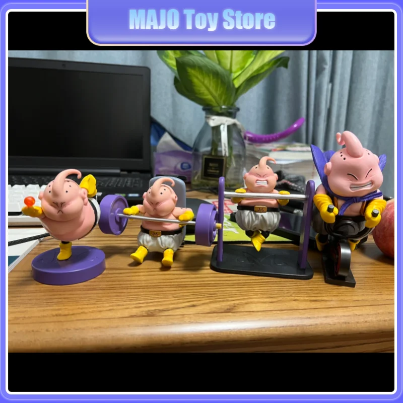 Dragon Ball Anime Figure Majin Buu Fitness Gk Muscle Fat Buou Pvc Horizontal Bar Running Animation Model Decoration Doll Toys