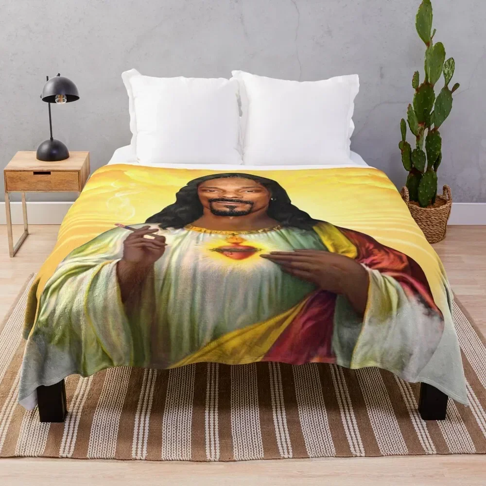 

Saint -Jesus snoop dog Throw Blanket Cozy Napping Blanket Gift for Mom Dad