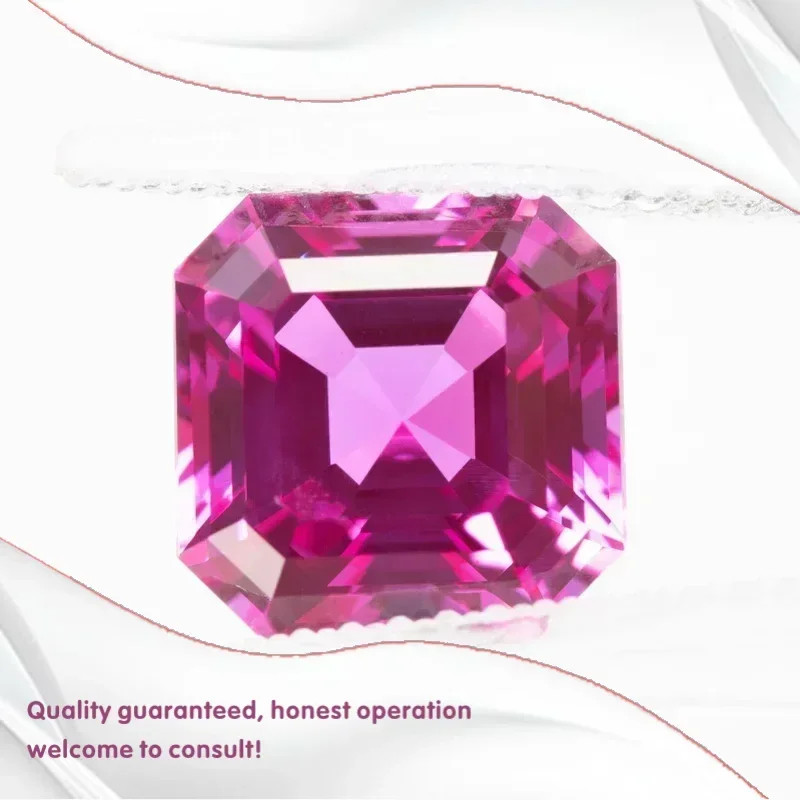 

J-горячий розовый цвет, оптовая продажа, выращенный в лаборатории сапфир в форме Asscher, VVS1, подвески, драгоценный камень, сделай сам, расширенные ювелирные изделия, кольца, изготовление сережек