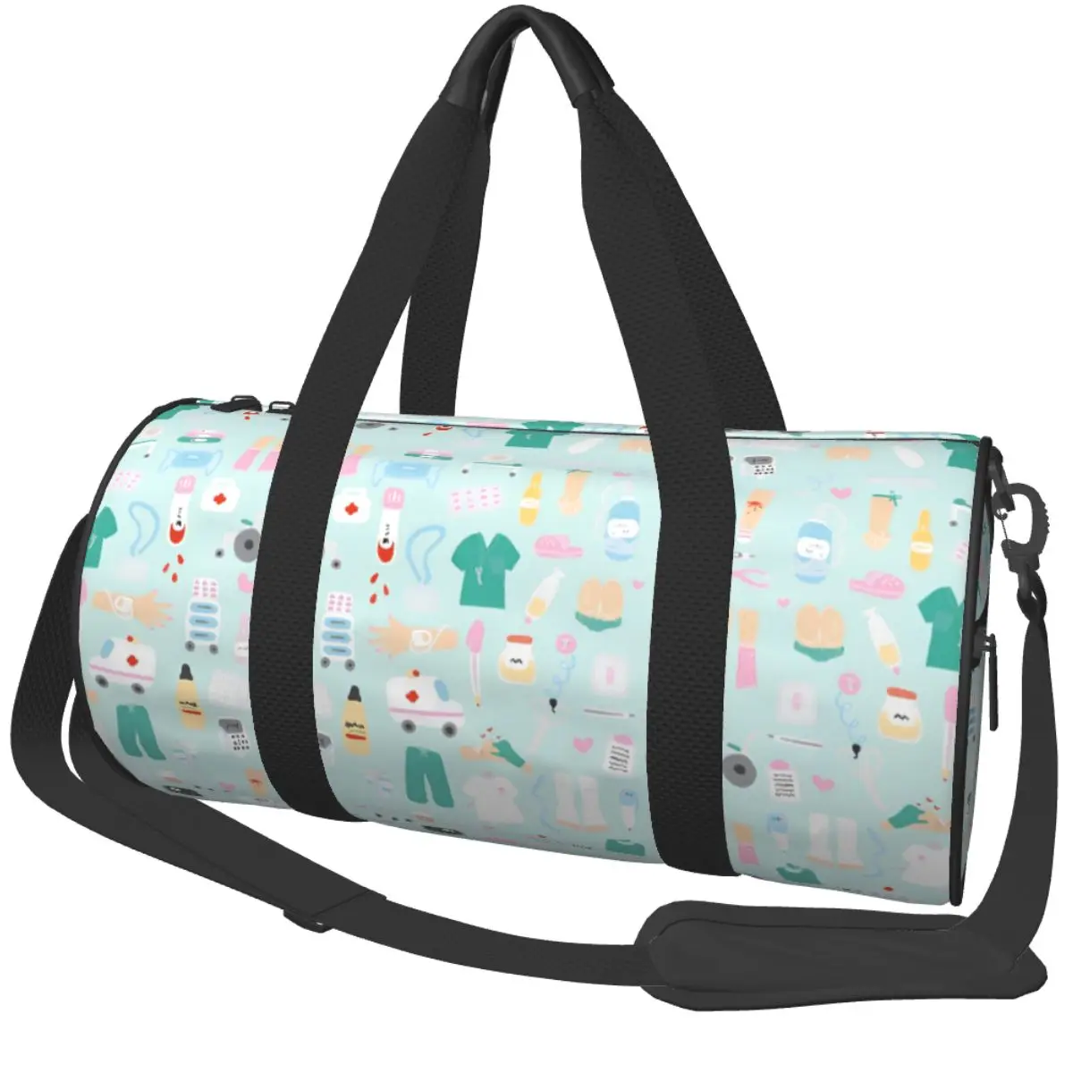 Enfermera En Apuros Nurse Sport Bags with Shoes Gym Bag Waterproof Male Female Pattern Handbag Travel Novelty Fitness Bag