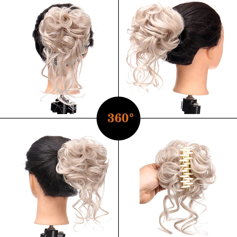 Extension de chignon synthétique Messi pour femme, chignon, postiche, queue de cheval naturelle, postiche, accessoires pour cheveux