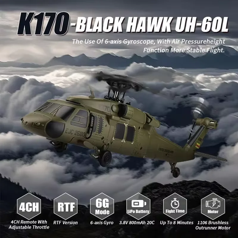 WLtoys K170 RC helicóptero 2,4G 6-Aixs giroscopio 4CH altitud retención flujo óptico Control remoto helicóptero juguetes regalos para niños