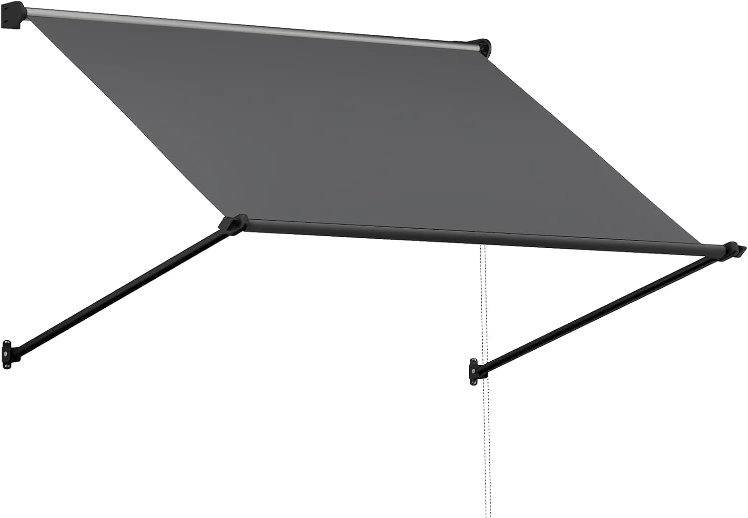 Retractable Awning 65x80" Manual Outdoor Sun Shade for Patio, Door, Window, Dark Grey