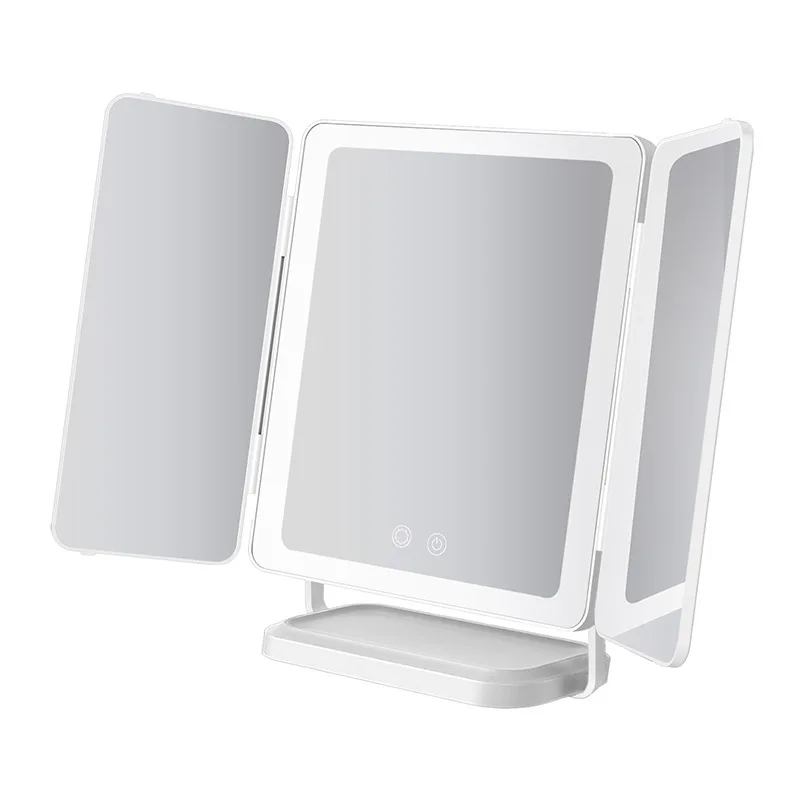 

Makeup mirror with lamp Internet celebrity tri-fold mirror large desktop folding mirror led fill light portable dressing