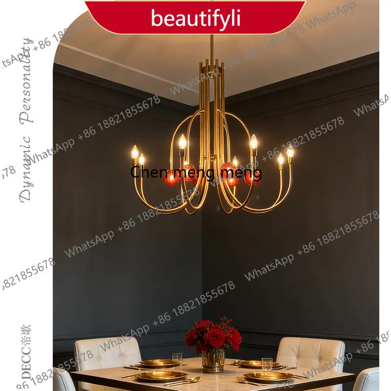 

a38 Light luxury creative red glass fruit chandelier living room bedroom dining room chandelier art high sense