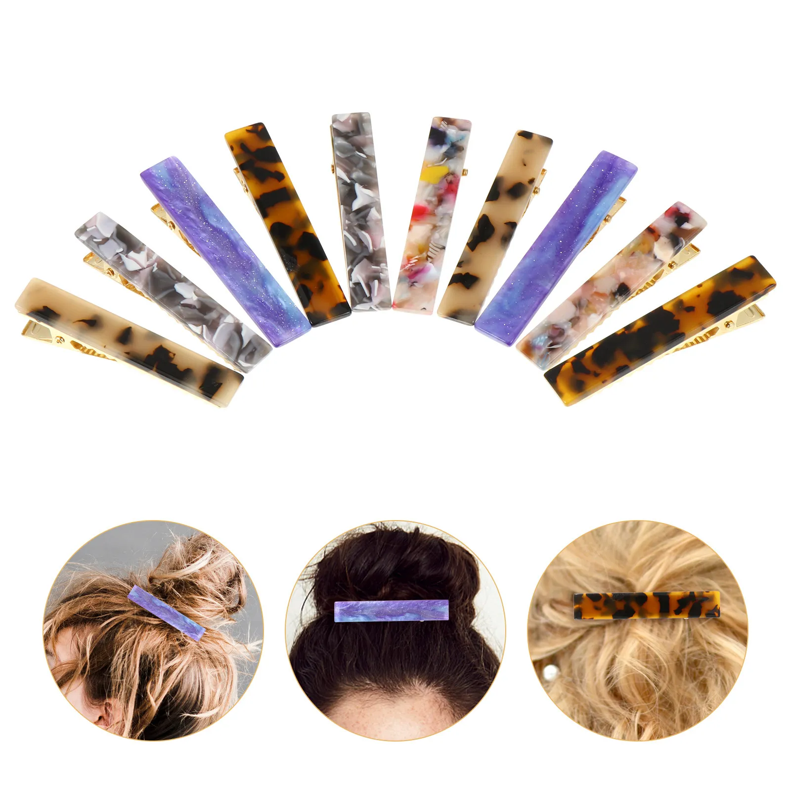 

10Pcs Chic Tortoise Shell Hair Clips Barrettes for Women Thick Thin Curly Long Hair Nonslip Grip Face Washing Beauty Routine