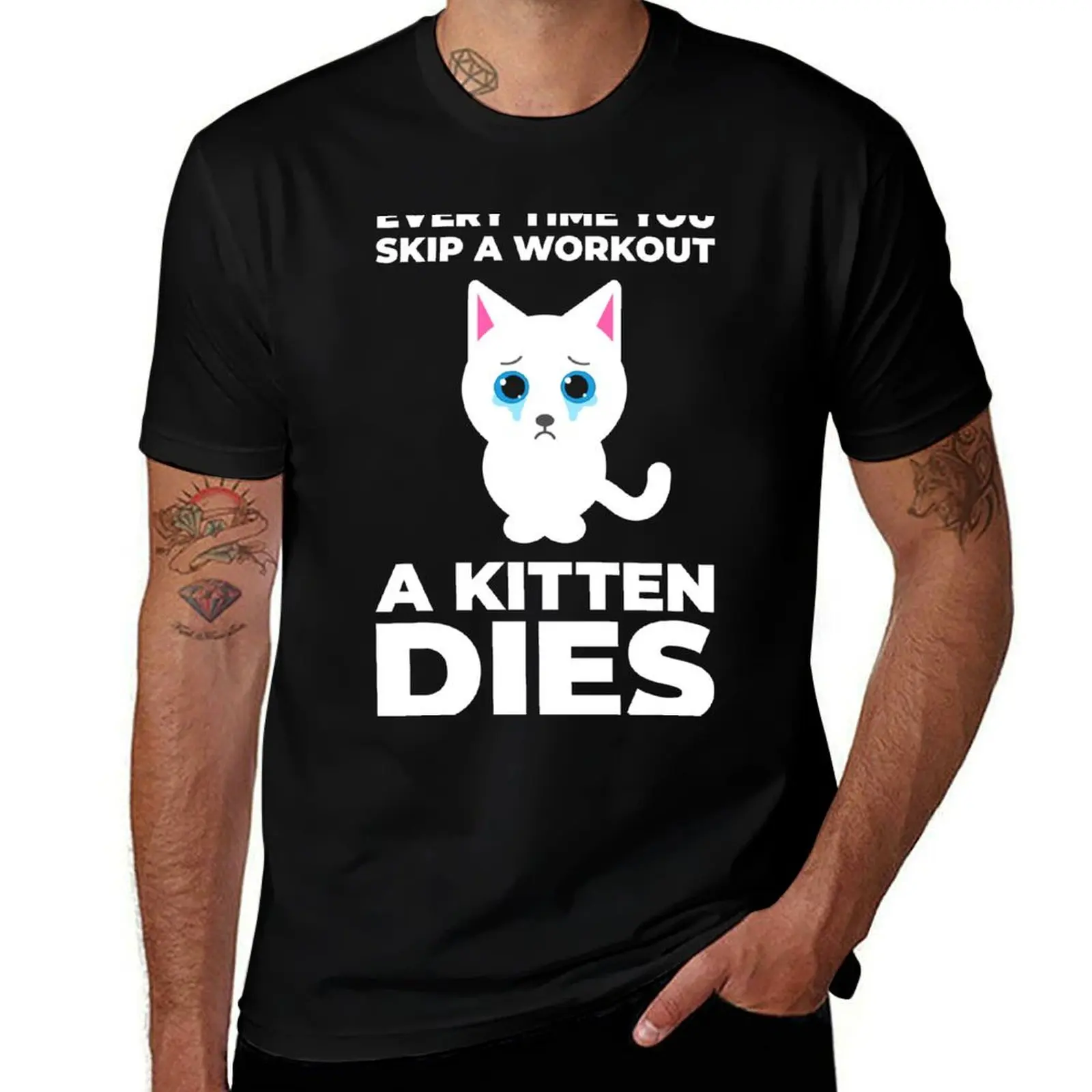 

Funny Workout Motivation Cat T-Shirt shirts graphic luxury designer clothes Luxury man mens t shirts top quality