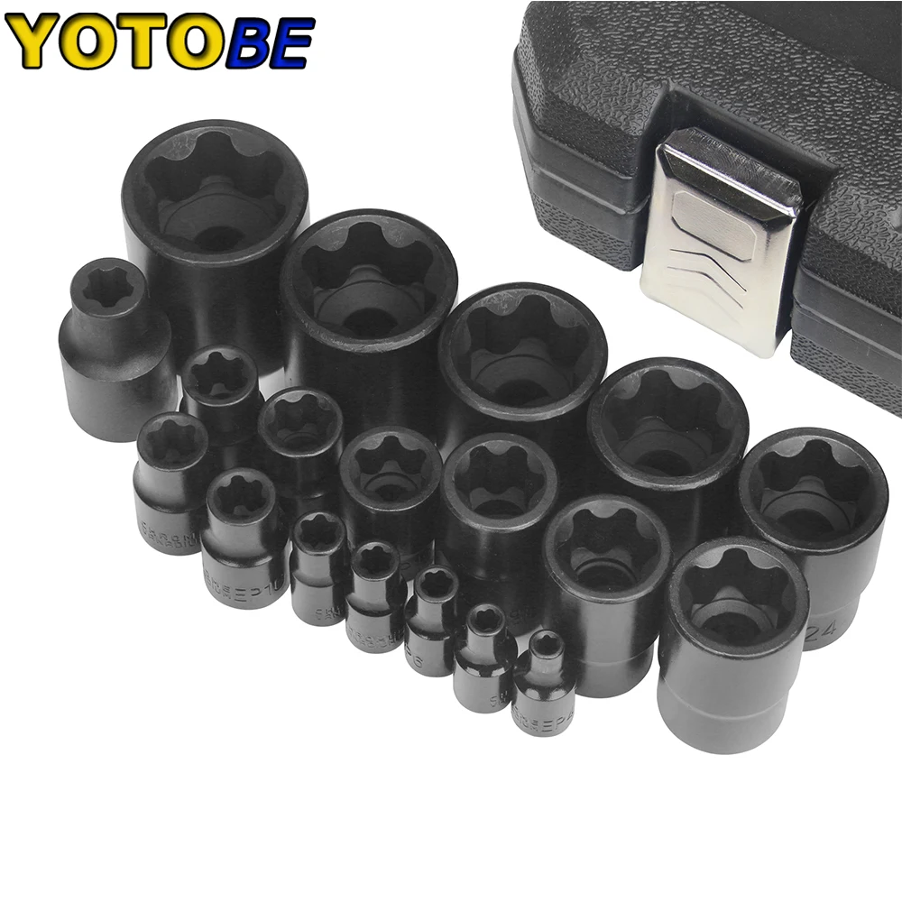 19Pcs Battery Pack Screw Removal Tool EP4-32 For Tesla Special Screw for Hexagonal Wrench Wide Edge E Type 6 Point Socket