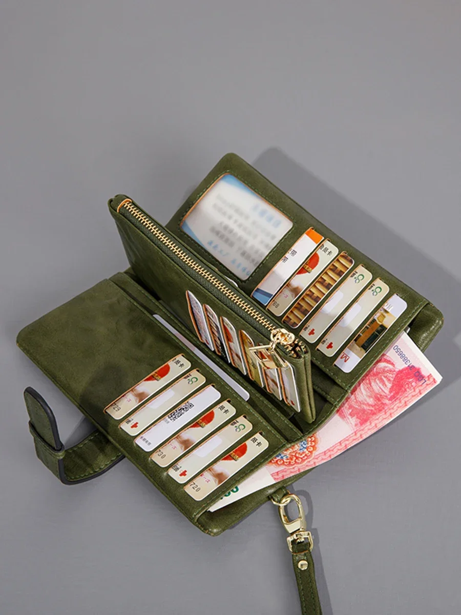 

Женский длинный кошелек в стиле ретро, минималистичный, с ремешком на запястье, с несколькими слотами для карт, кошельки для рук, роскошный женский кошелек