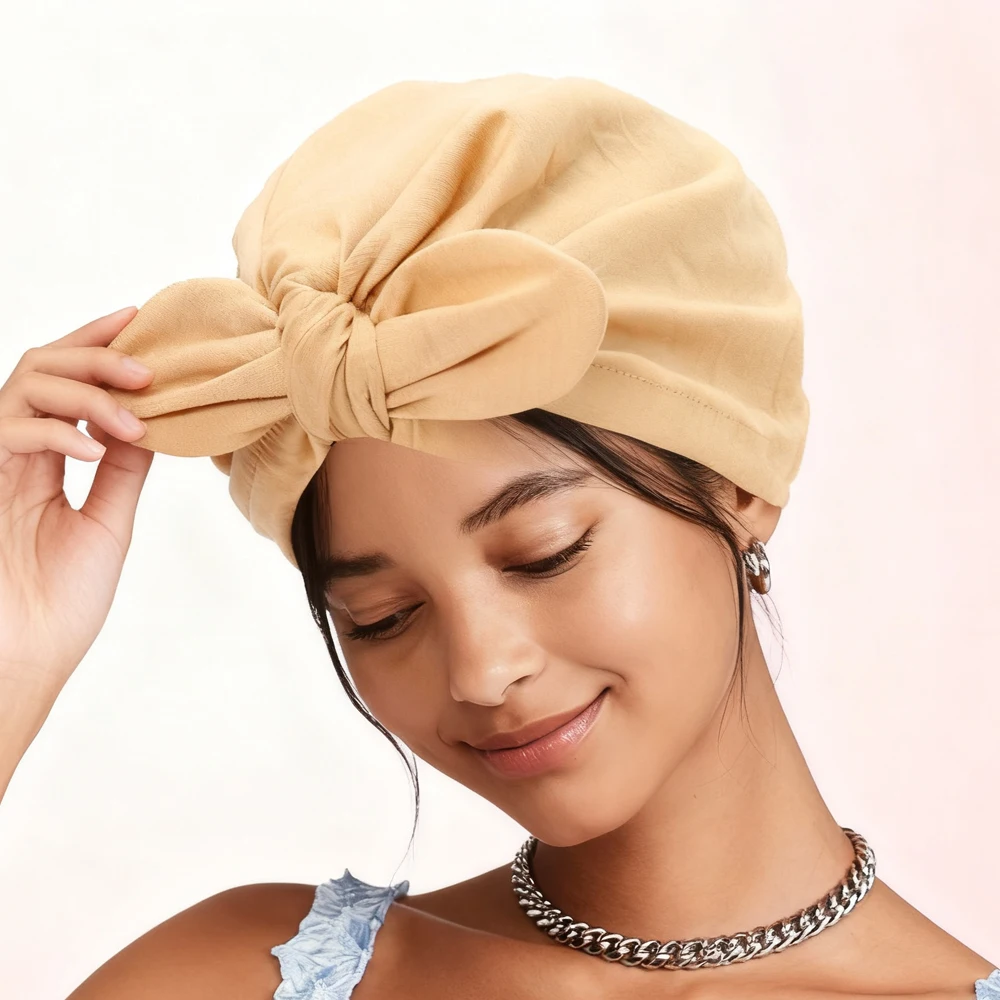 

Новый тюрбан с бантом, мусульманский хиджаб, женский шапка от рака, химиотерапия, платок, шапочки, капот, повязка на голову от выпадения волос, повязка на голову, Turbante Mujer