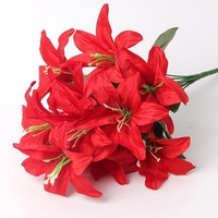10 Heads Artificial Lily Wedding Bonquet Stargazer Large Bouquet Quality Faux Silk Lily Flowers Home Decor Garden Ornaments