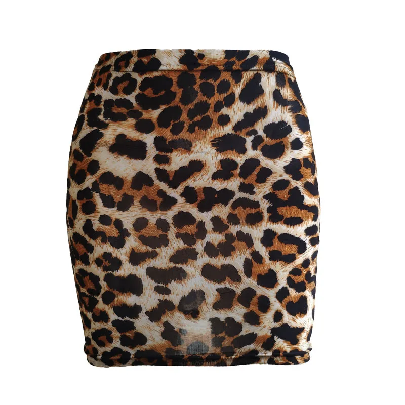 Minifalda ceñida con estampado de leopardo para mujer, falda Sexy de cintura alta, parte inferior de poliéster, lápiz de realce, informal, elástica, para Club, novedad de verano