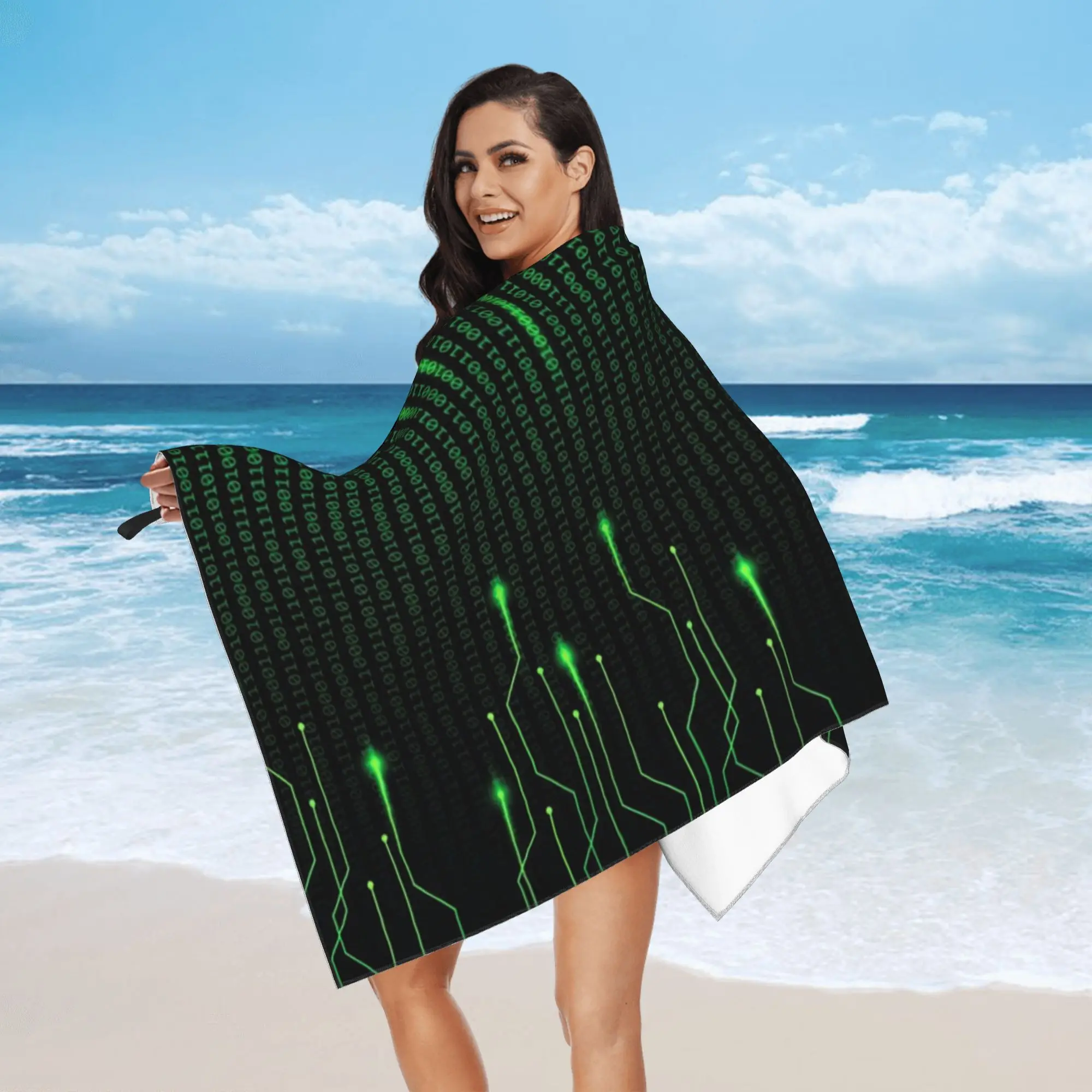 Binary Code Inside Throw Blanket And Lightweight Fleece Beach Towel Soft Microfiber Quick Dry Absorbent Quick Towels For Yoga