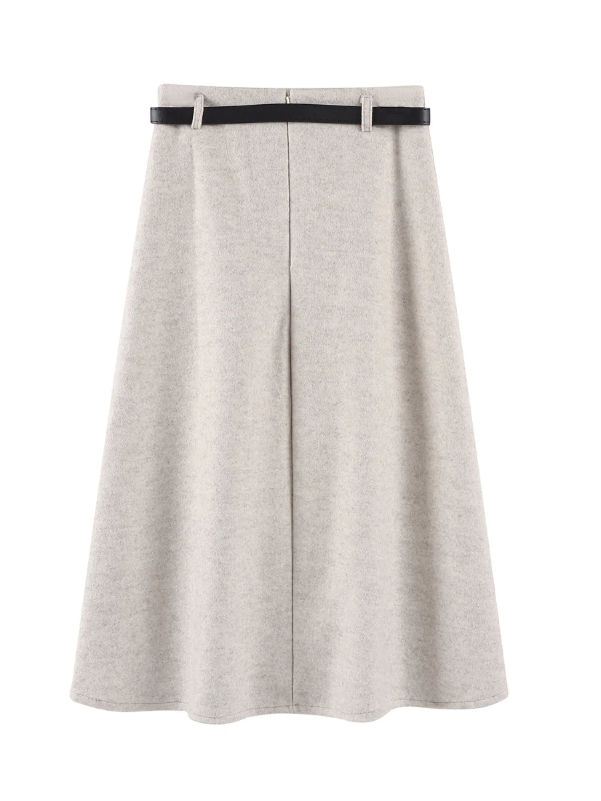 Gray Woolen Skirt Women's Small Autumn and Winter 2024 Slimming Thickened Midi dress High Waist Umbrella Skirt A Word Skirt