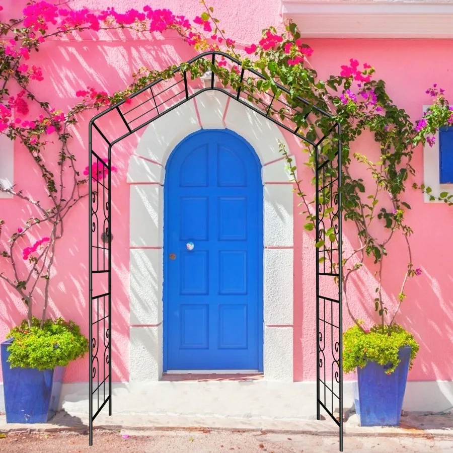 

Metal Garden Arch L56.3'' x W16.93'' x H94.5'' Climbing Plants Support Rose Arch Outdoor Black